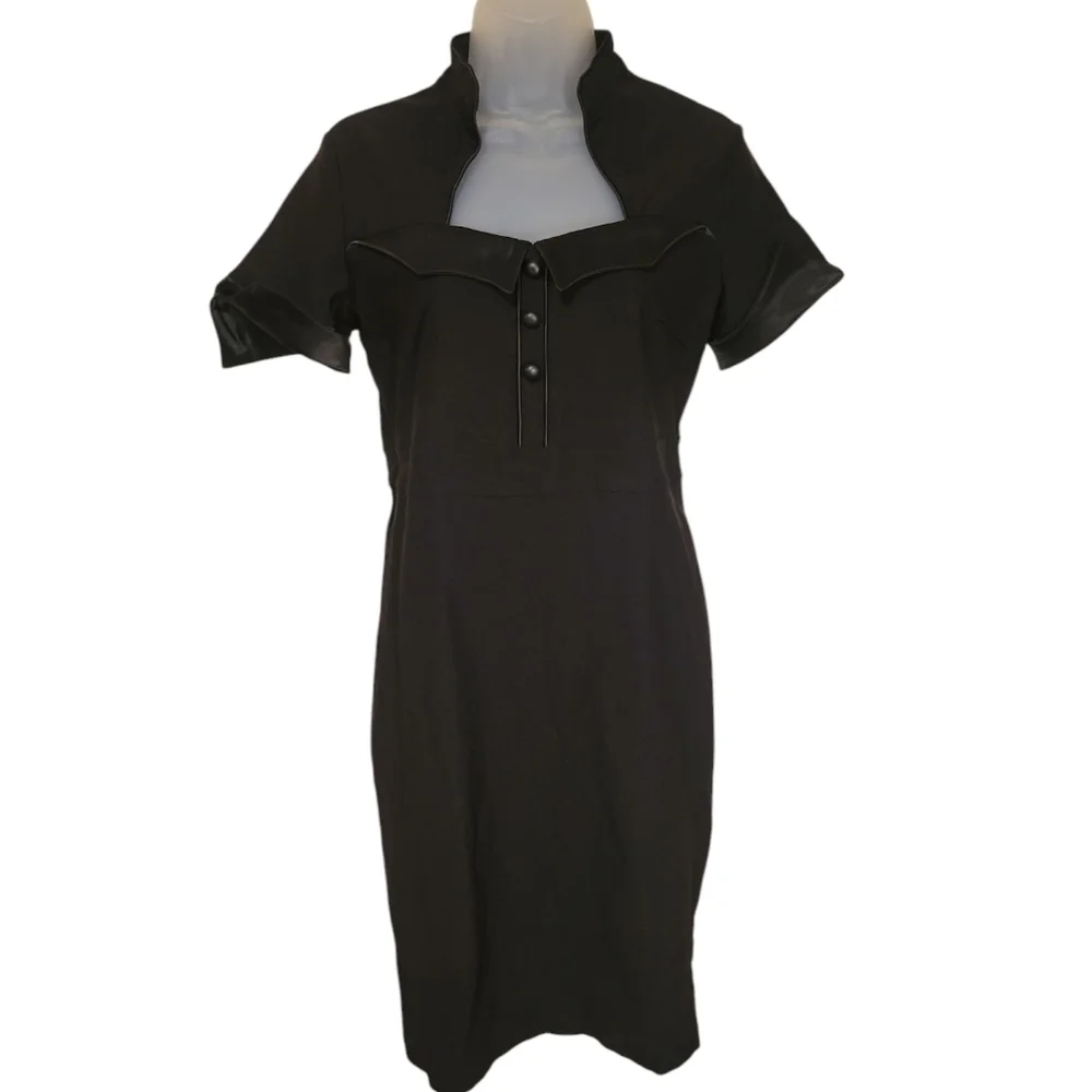 DollsKill Carpe NOCTEM Black Short Sleeve Dress Pointy Collar‎ Witch Fairy XL - Picture 2 of 11
